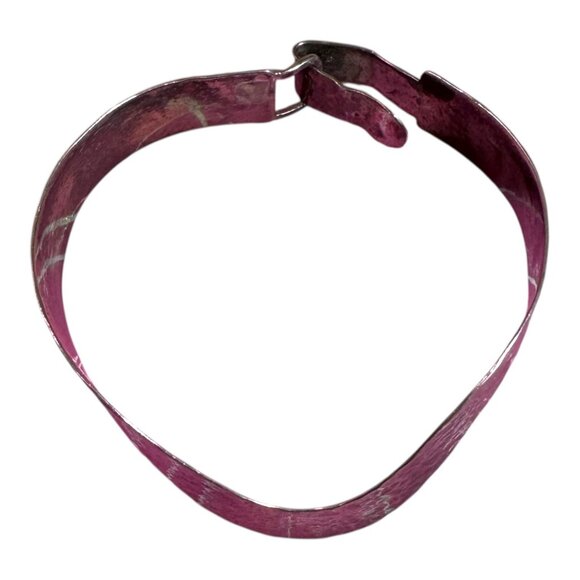 Handcrafted Hammered Silver Sterling Bracelet MCM Modernist Wave Cuff Wide - Picture 4 of 7